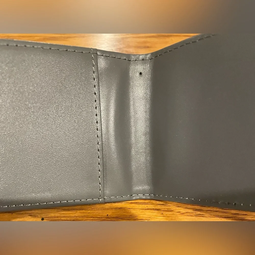 Forrest & Harold leather wallet, black/grey, folded 4.25 X 2.75 inches